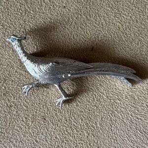 Vintage Road Runner Pheasant Brooch Pin Silver Tone